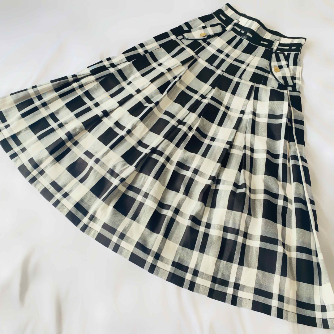 Her lip to(ハーリップトゥ)の美品♡ Pleated Checkered Twill Long Skirt M レディースのスカート(ロングスカート)の商品写真