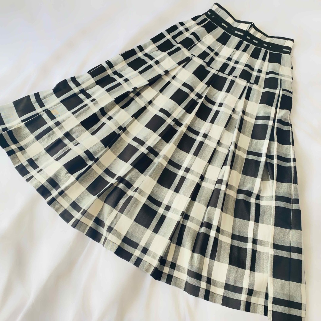 Her lip to(ハーリップトゥ)の美品♡ Pleated Checkered Twill Long Skirt M レディースのスカート(ロングスカート)の商品写真