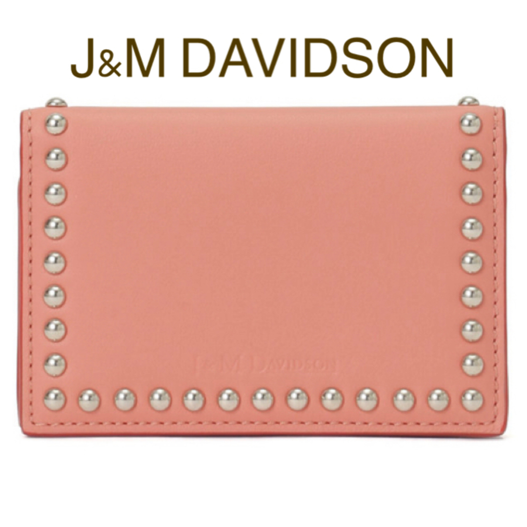 J&M DAVIDSON(ジェイアンドエムデヴィッドソン)の【新品】【3.5万】J&M DAVIDSON  カードケース　ピンク　スタッズ レディースのファッション小物(名刺入れ/定期入れ)の商品写真