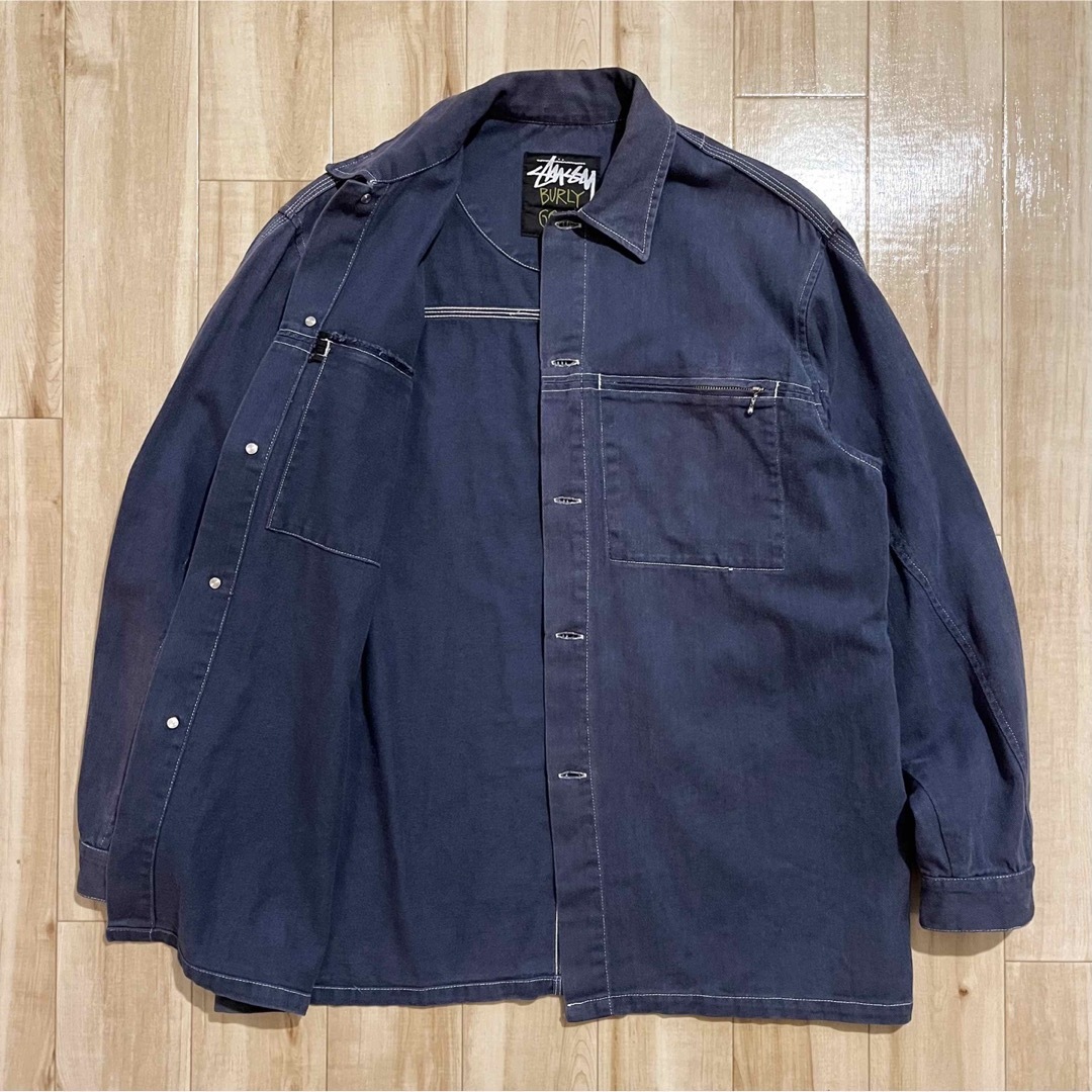 完売】 「希少』STUSSY デニムオーバーカバーオール 刺繍ロゴ入り
