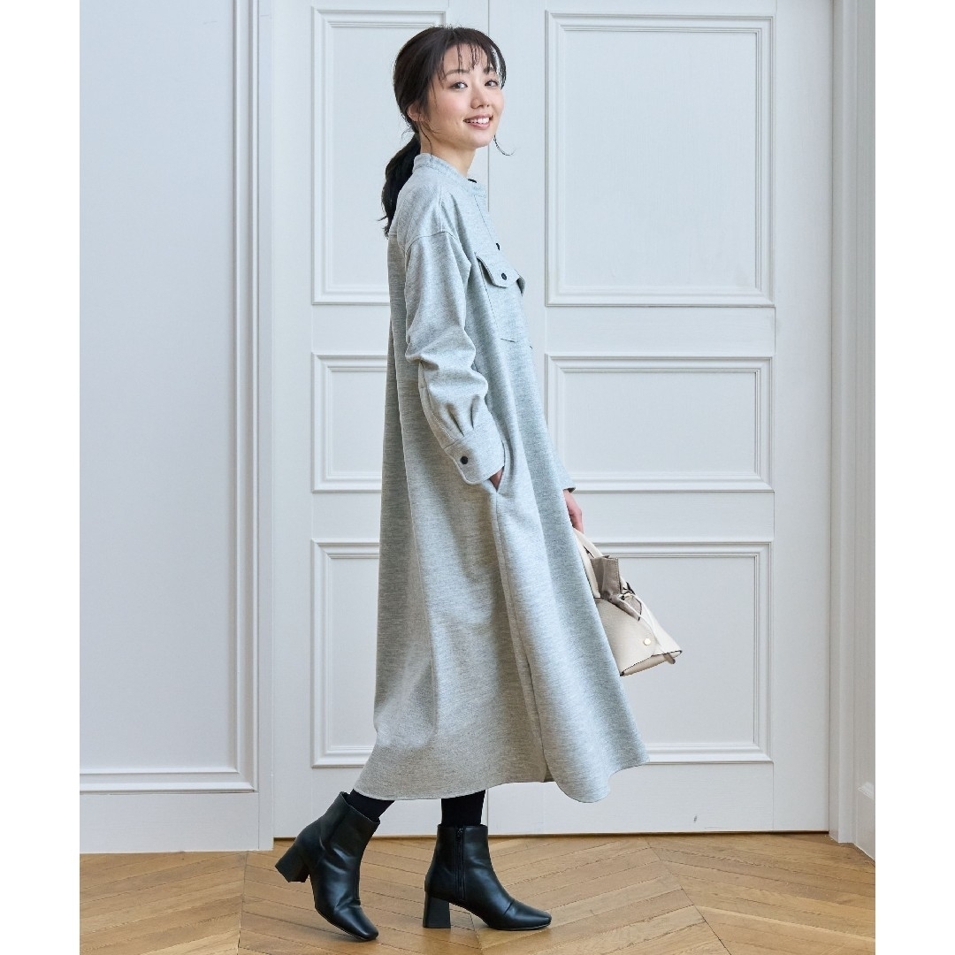 ANAYI - 【新品・未使用】ANAYI スタンドカラーウールシャツワンピース
