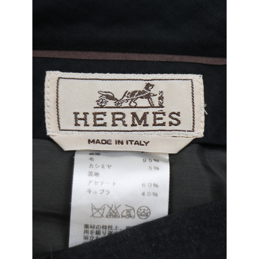 Hermes(エルメス)のHERMES エルメス 15AW カシミヤ混 ウールバイカラースラックスパンツ グレー×ネイビー 38 メンズのパンツ(スラックス)の商品写真