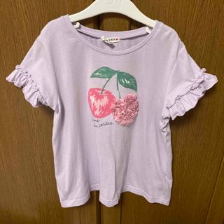 エニィファム(anyFAM)のanyfam シフォンモチーフ フルーツＴシャツ　140 　さくらんぼ(Tシャツ/カットソー)