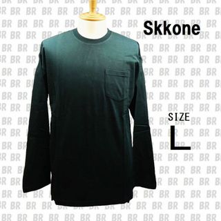 スコーネ(SKKONE)の新品　【Skkone】　Ｌ　ブラック　ポケット付き ロンＴ ピーチスキン 天竺(Tシャツ/カットソー(七分/長袖))