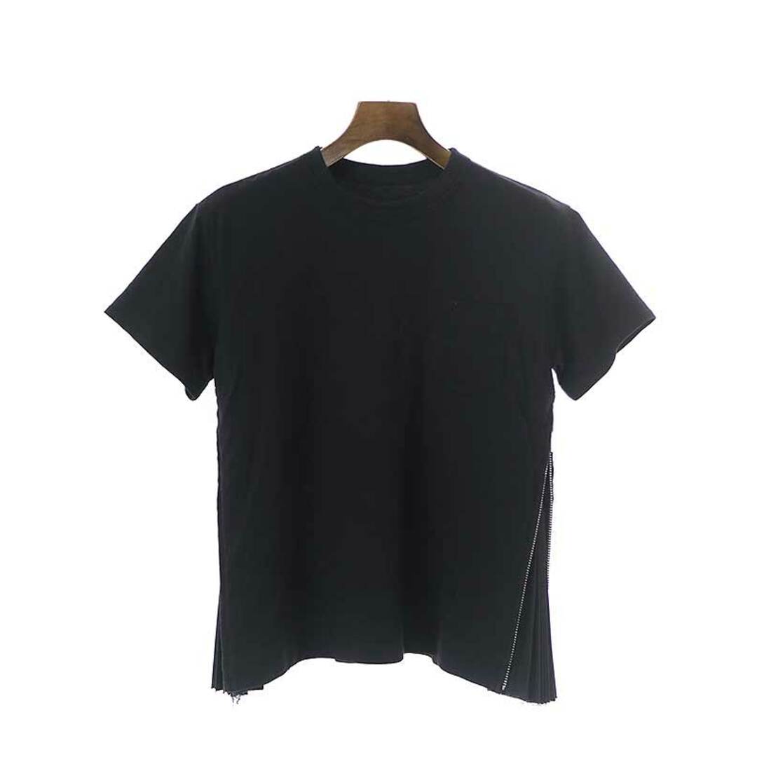 新品未使用品Ｓsacai サカイ 18SS サイドプリーツクルーネックTシャツ ブラック 1