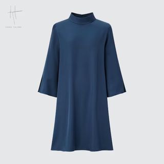 ユニクロ(UNIQLO)のUNIQLO サテンハイネックミニワンピース(ミニワンピース)