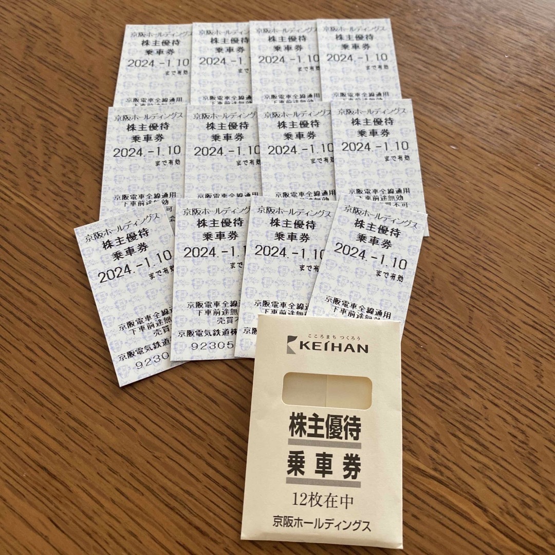 京阪電鉄　株主優待乗車券12枚 チケットの乗車券/交通券(鉄道乗車券)の商品写真