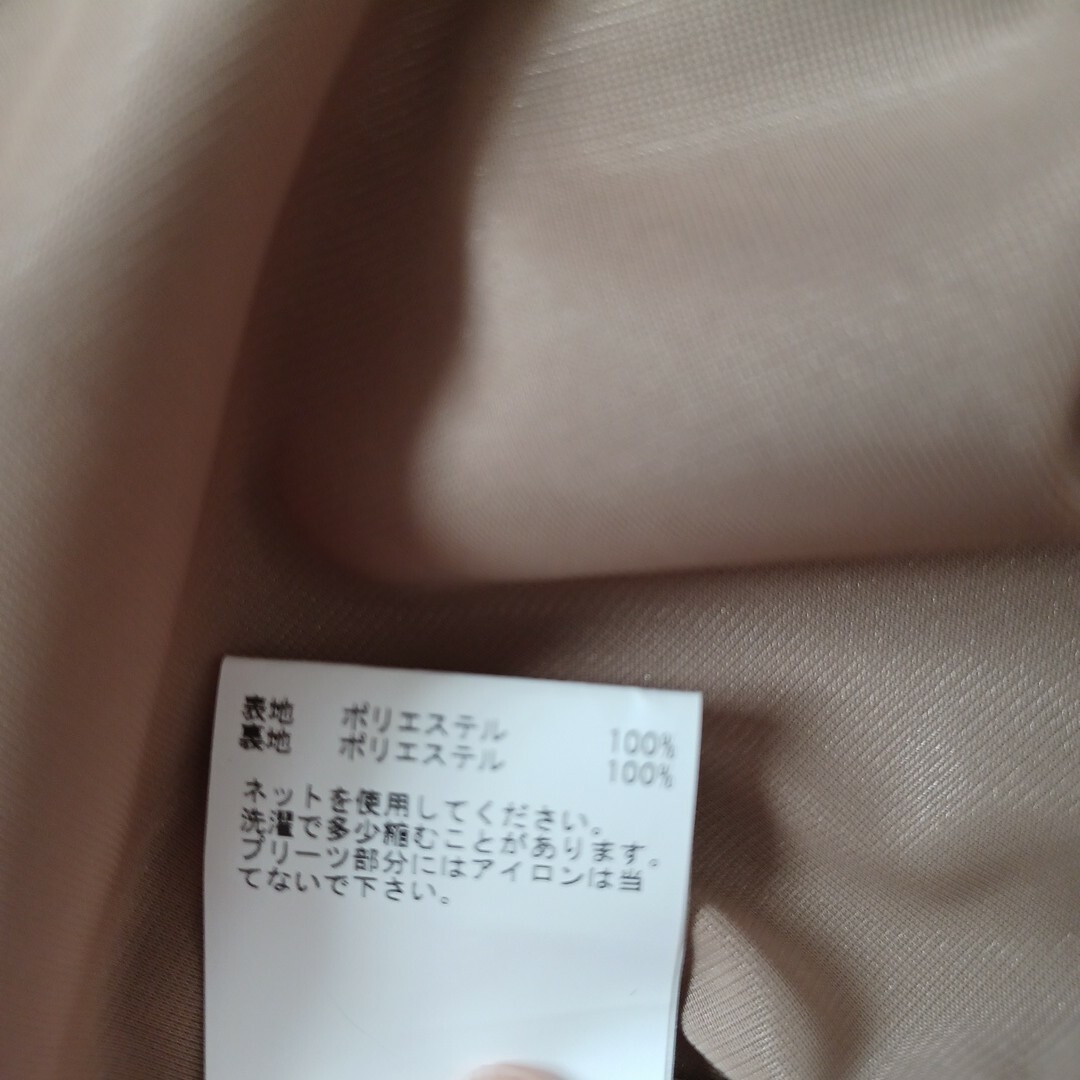 ANAYI シャイニーサテンプリーツロングスカートキャメル38/M