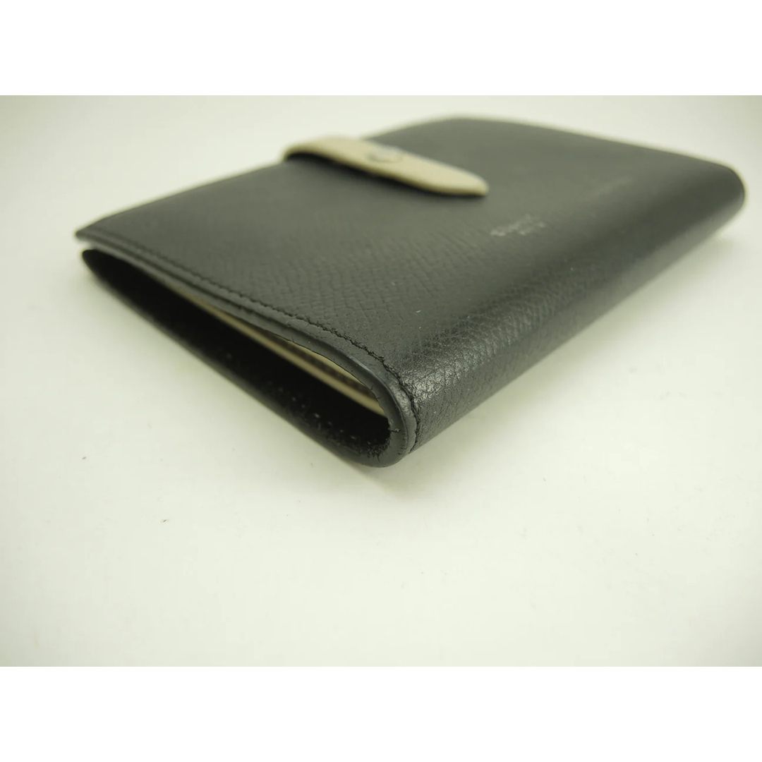 セリーヌ ミディアムストラップウォレット レザー 黒白 2折財布 コンパクト財布