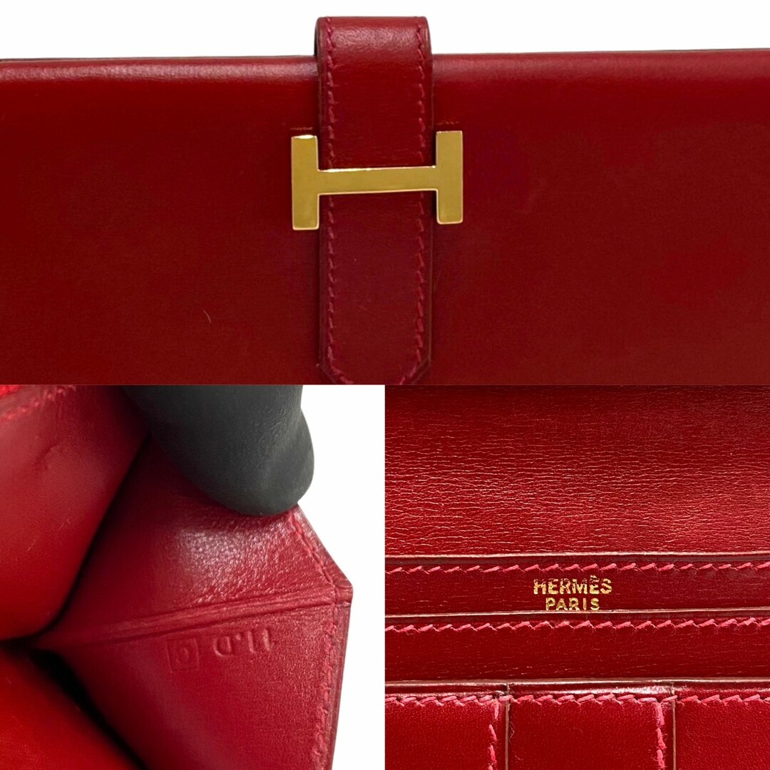 HERMES/エルメス/ベアン/ゴールド金具/長財布/レッド