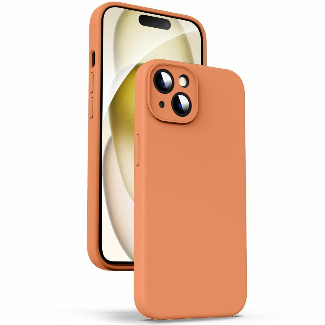 【色:オレンジ】Supdeal リキッドシリコンケース対応iPhone 15，[