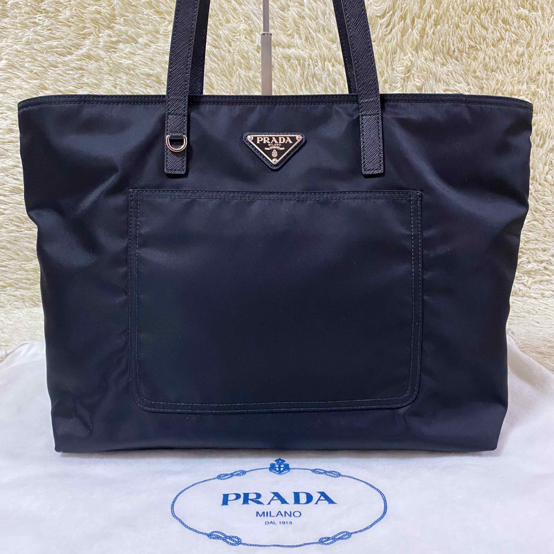 現行型【美品】PRADA トートバッグ ナイロン 三角プレート 1BG052 黒