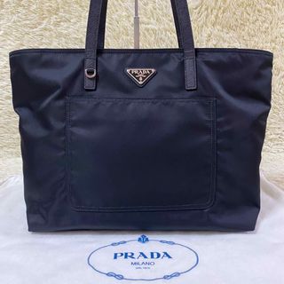 新品同様】PRADA トートバッグ ナイロン 三角プレート 1BG052 黒-