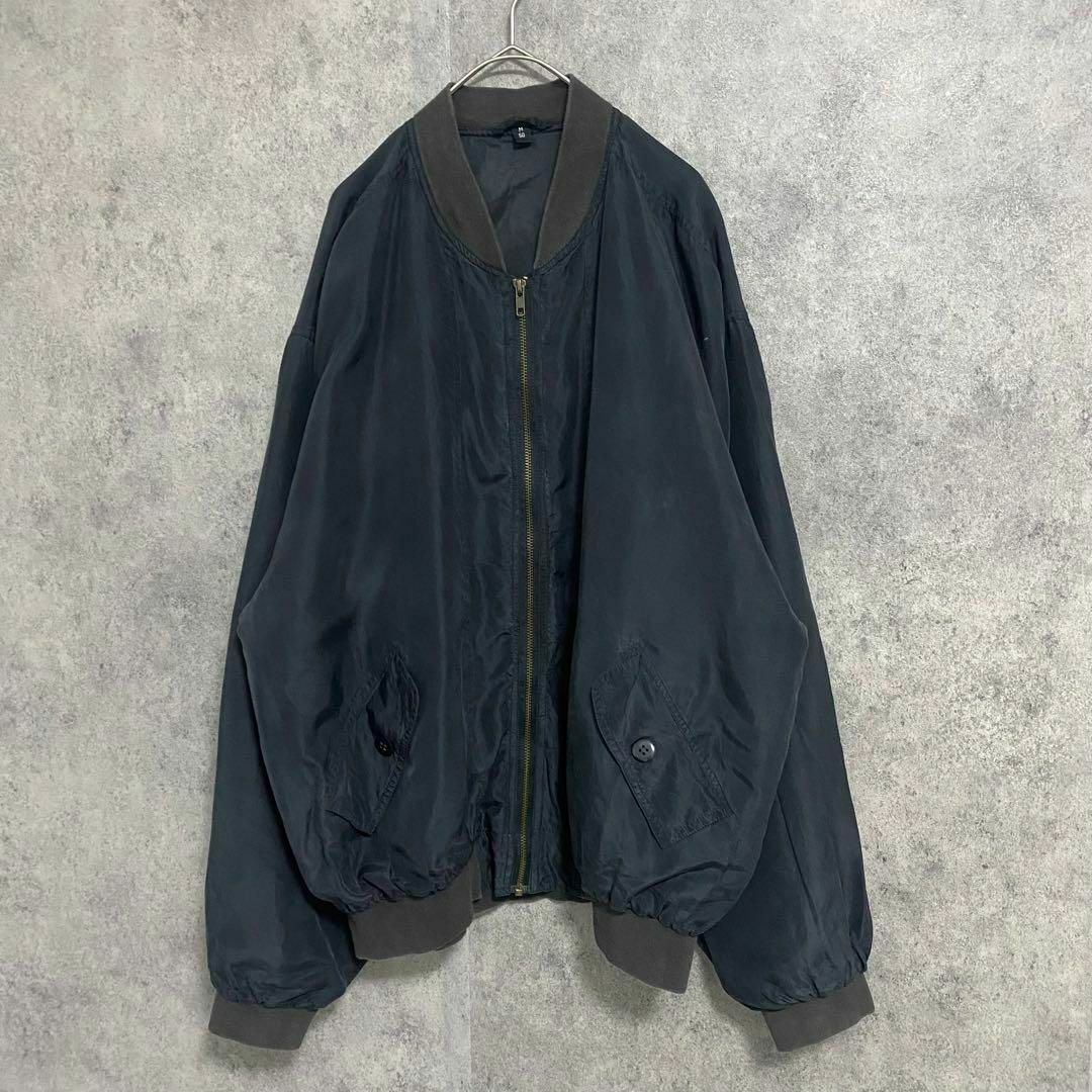 90S vintage シルクジャケット 黒 メンズM 古着 モード