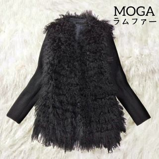 モガ ✿ MOGA ラムファー ニット切替 ブルゾン コート カーディガン 黒