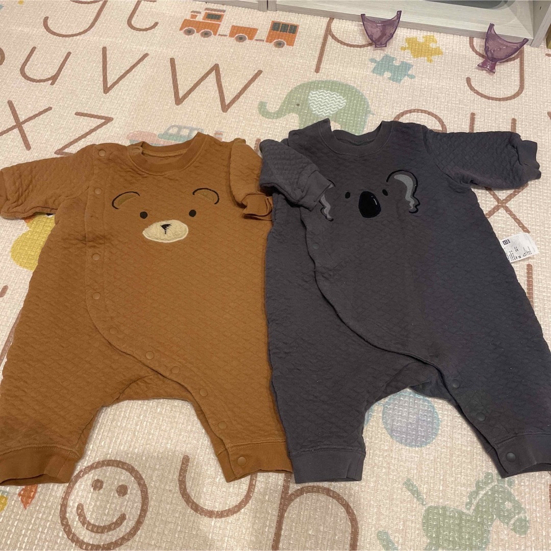 UNIQLO(ユニクロ)のキルトカバーオール キッズ/ベビー/マタニティのベビー服(~85cm)(カバーオール)の商品写真