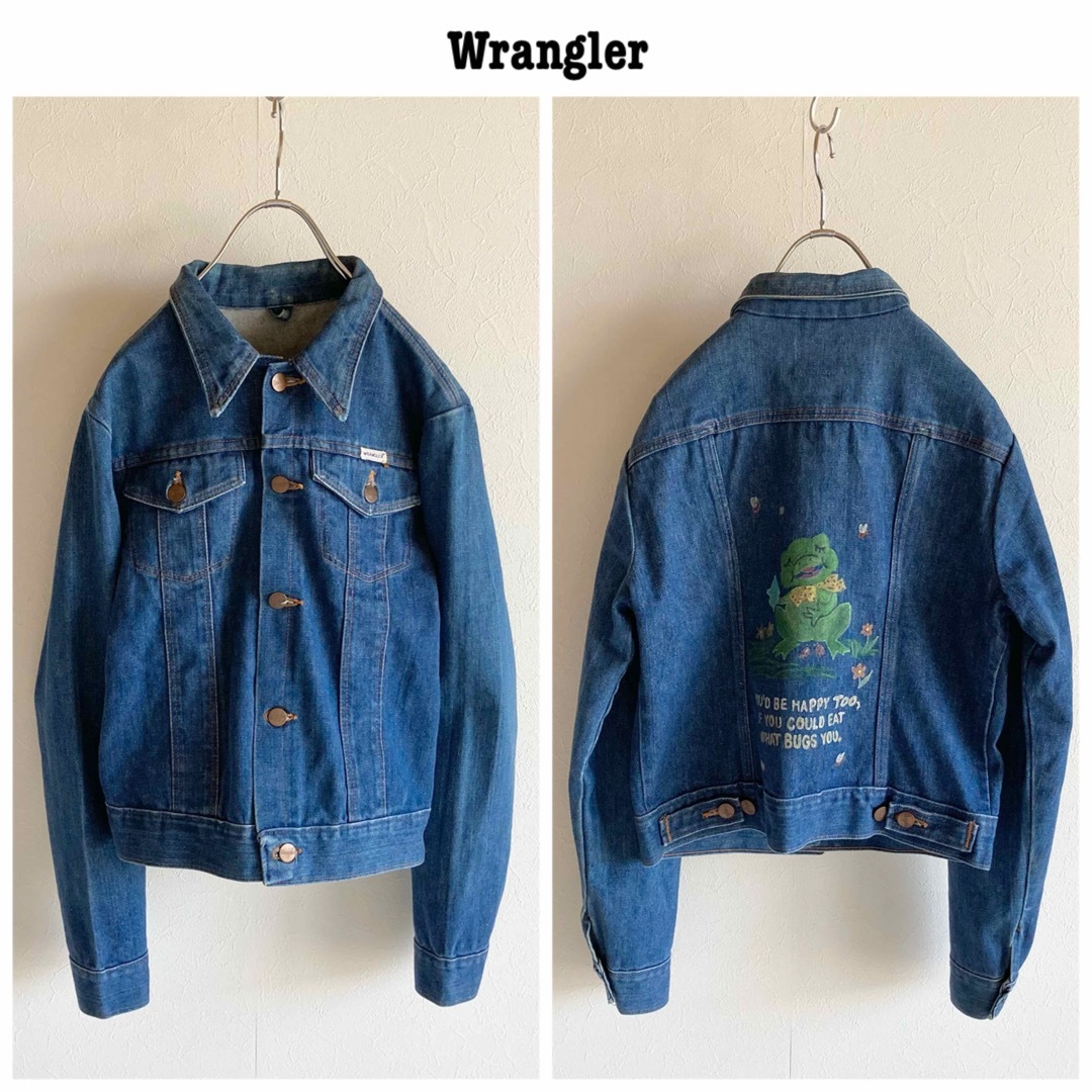 Wrangler(ラングラー)のビンテージ ラングラー ハンドペイント デニムジャケット Gジャン レディースのジャケット/アウター(Gジャン/デニムジャケット)の商品写真