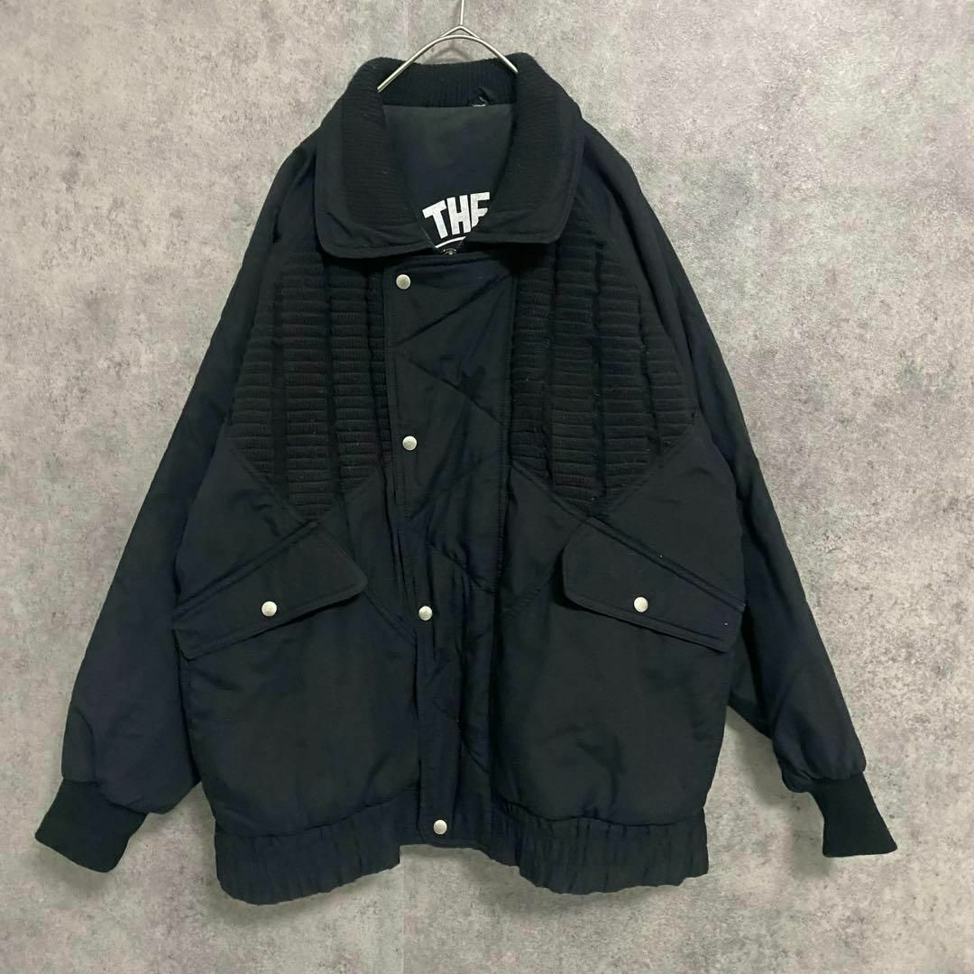 90s vintage デザインブルゾン　メンズLL 黒　　個性派