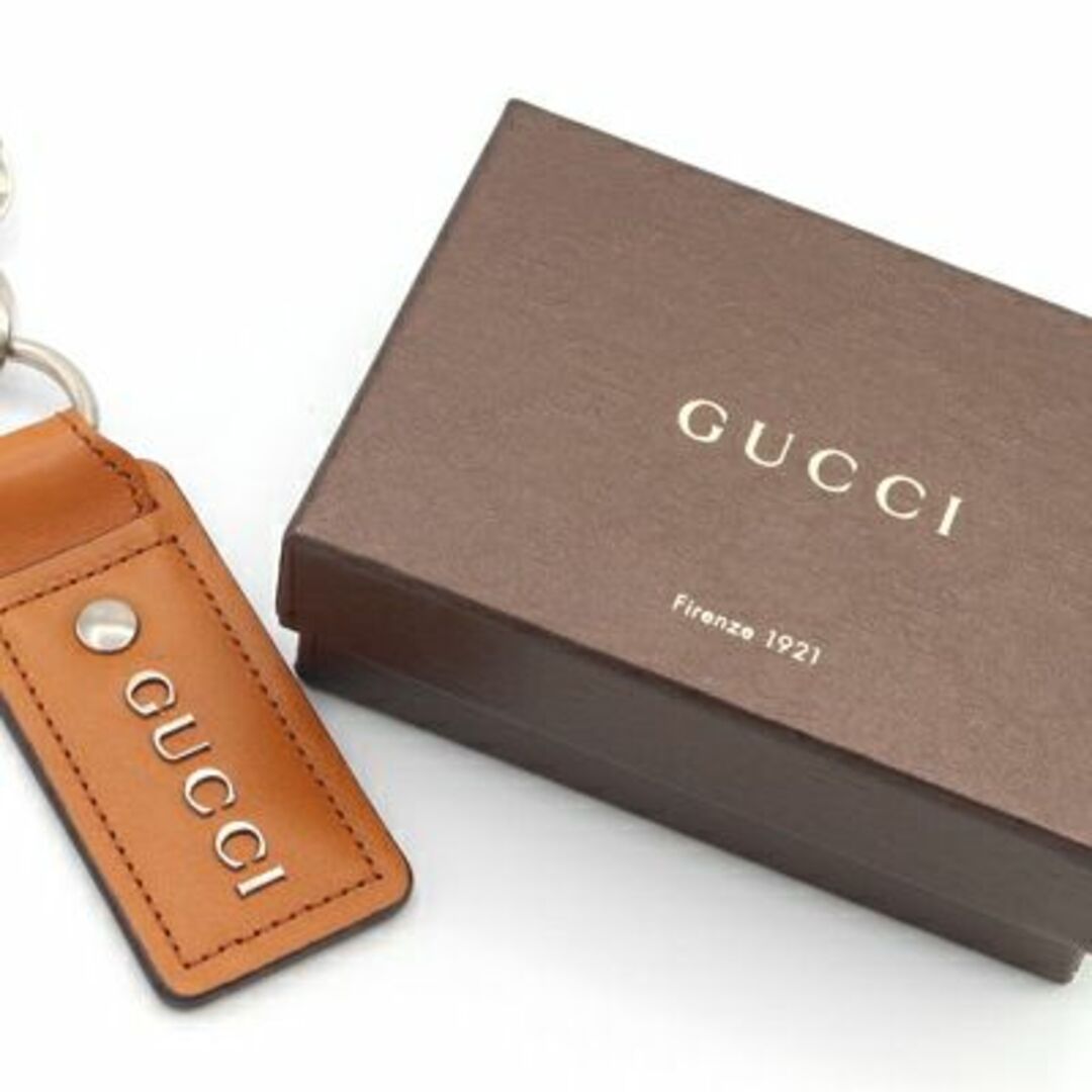 Gucci - グッチ キーホルダー キャメル レザー メタル 中古 革の通販