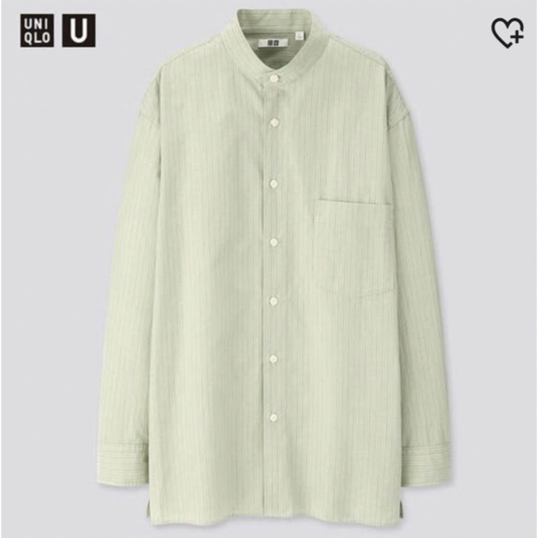 UNIQLO(ユニクロ)のユニクロU ストライプスタンドカラーシャツ グリーン 2020 ss u 新作 メンズのトップス(シャツ)の商品写真