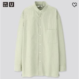 ユニクロ(UNIQLO)のユニクロU ストライプスタンドカラーシャツ グリーン 2020 ss u 新作(シャツ)