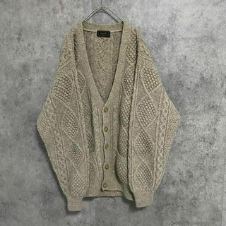 90s vintage フィッシャーマンニット カーディガン メンズL 古着の通販