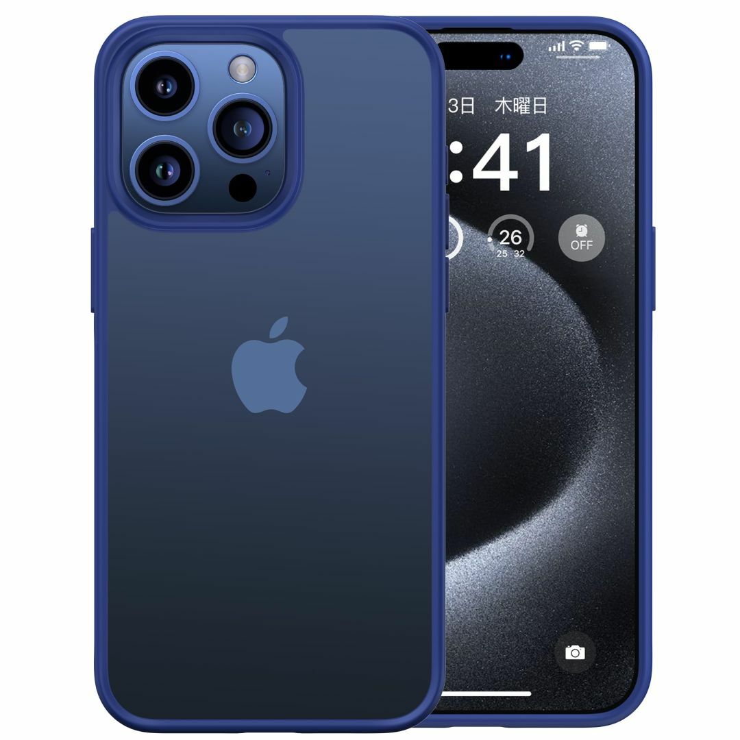 【色:ブルー】【本体の色・3色】CASEKOO iPhone 15 Pro 用