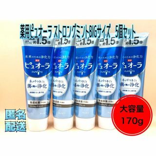 カオウ(花王)の薬用ピュオーラ ストロングミントBIGサイズ　170g大容量*5個セット(歯磨き粉)