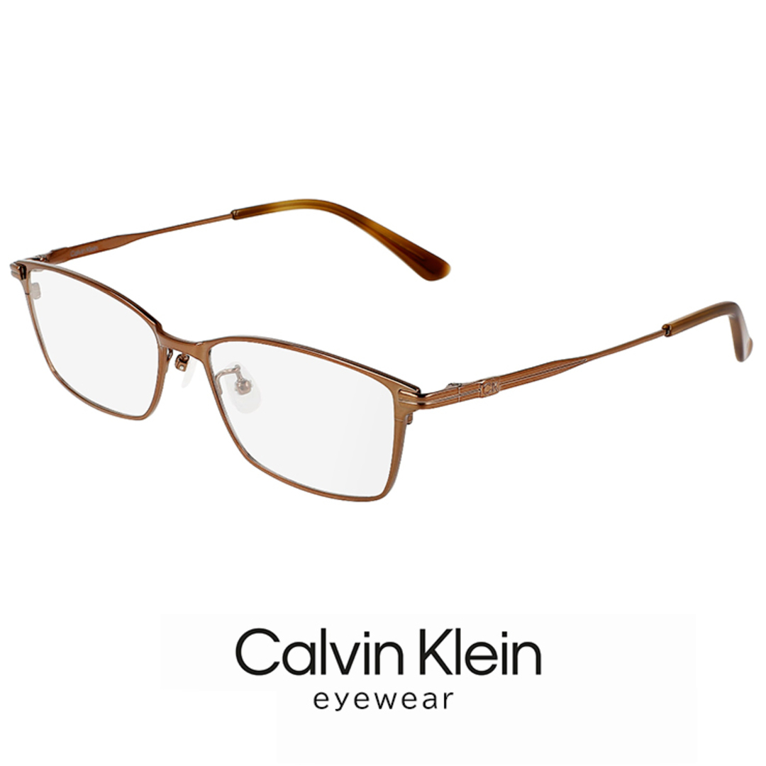 Calvin Klein(カルバンクライン)の【新品】 カルバンクライン メンズ メガネ ck22128lb-200 calvin klein 眼鏡 めがね ブラウン カラー チタン メタル スクエア 型 メンズのファッション小物(サングラス/メガネ)の商品写真