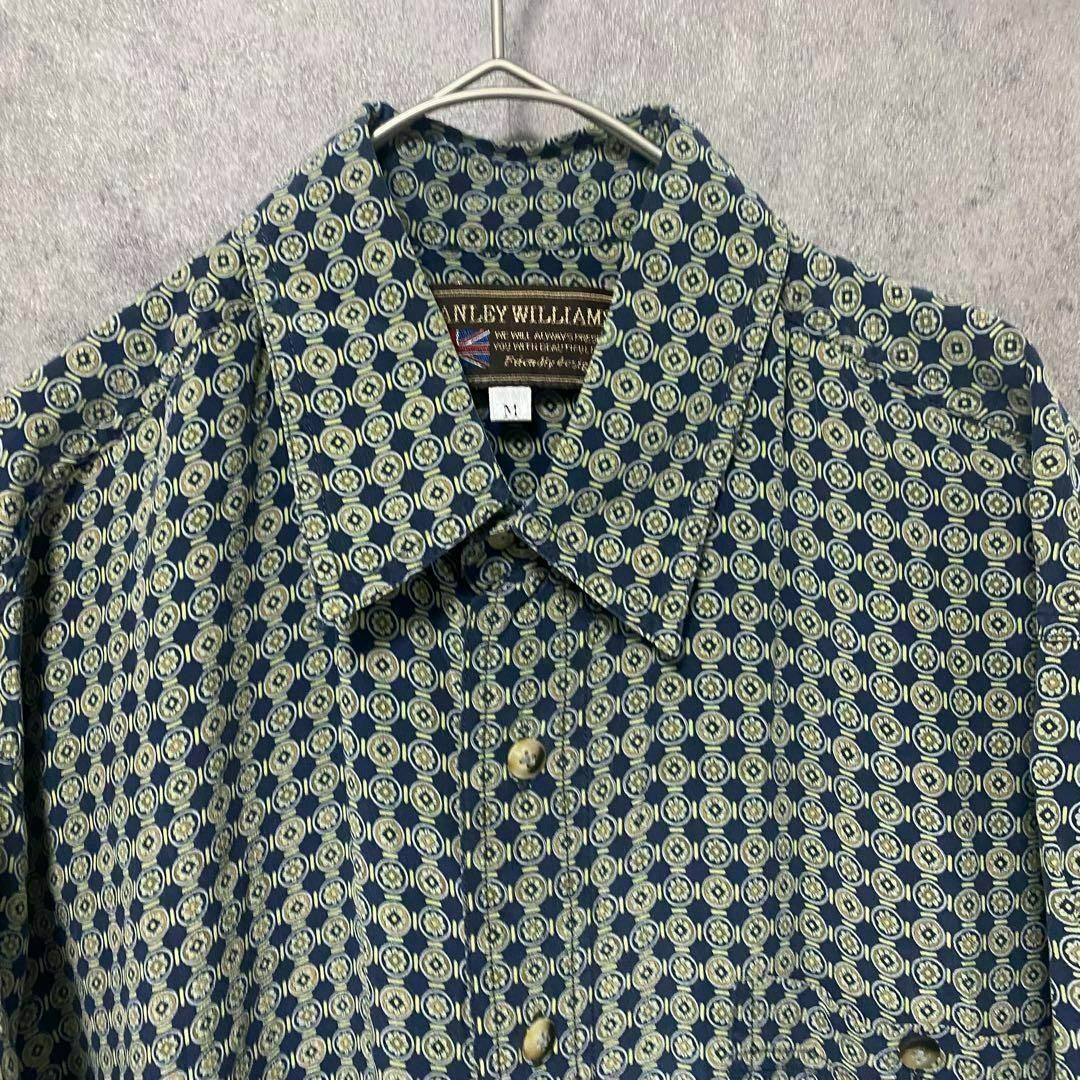 90s vintage 長袖 柄シャツ シルク メンズL 個性派 B2