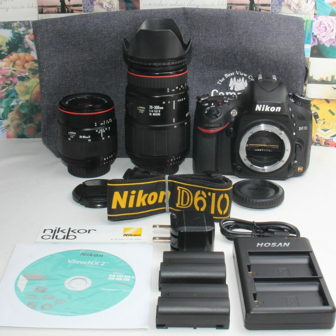 ❤️予備バッテリーu0026カメラバッグ付❤️Nikon D610 超望遠ダブル