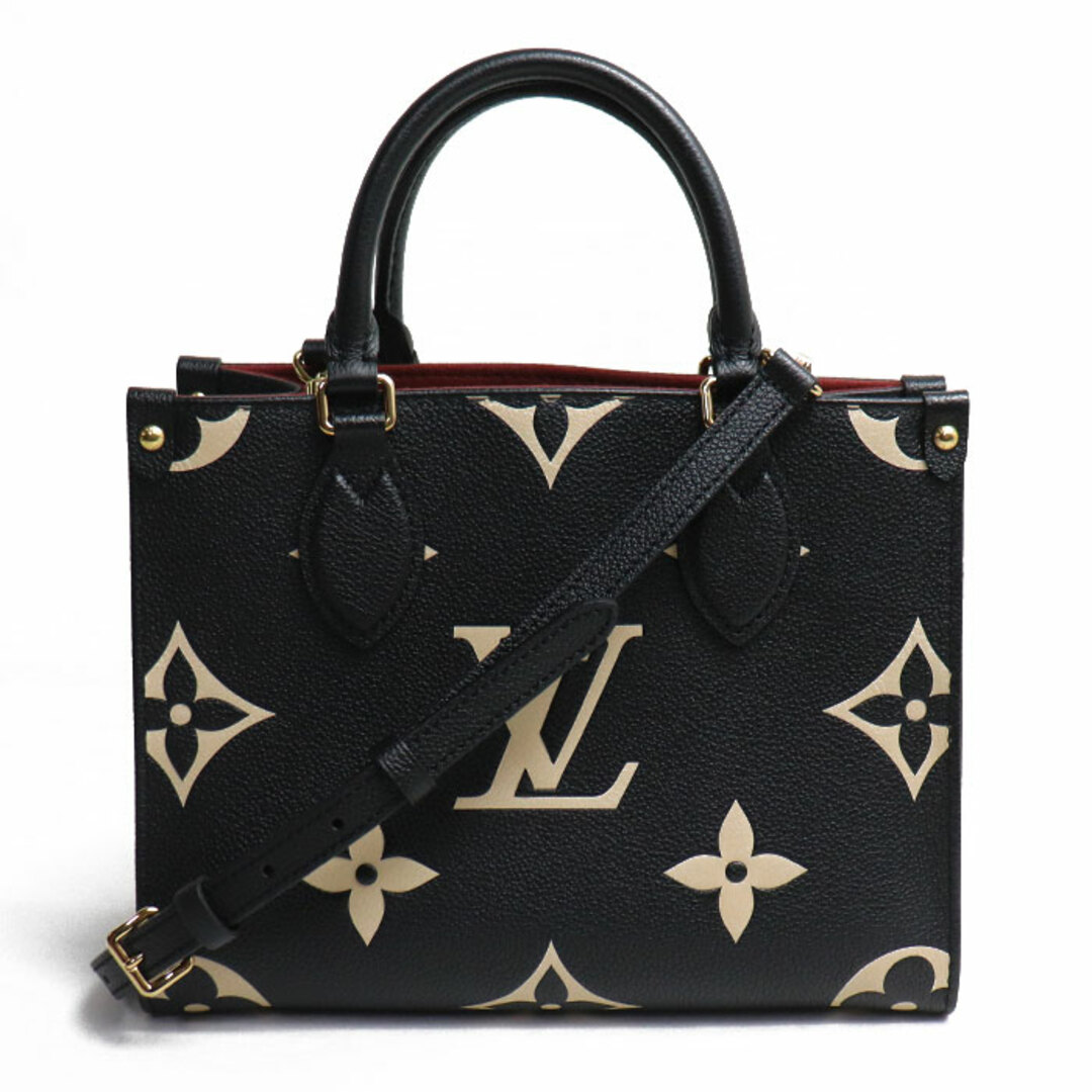 LOUIS VUITTON ルイ・ヴィトン オンザゴー PM 2Wayショルダーバッグ モノグラムアンプラント ブラック M45659 IC レディース【美品】