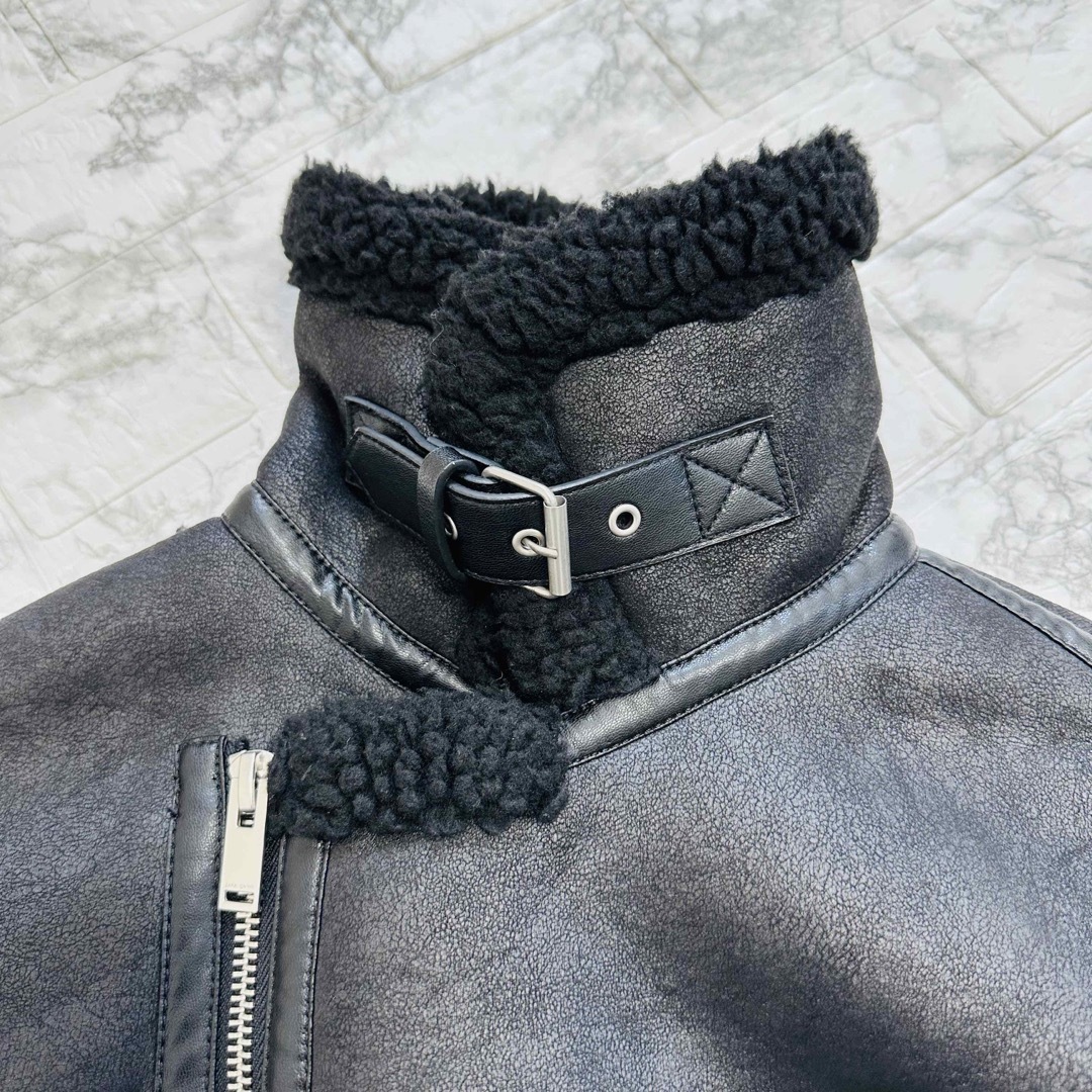 ZARA - 【美品】 ZARA フェイクムートン ジャケット ライダース ボア