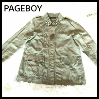 ページボーイ(PAGEBOY)のページボーイ ビジュー付きアウター 肩章付 ミリタリー レディース M グリーン(ミリタリージャケット)