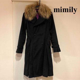 ミミリー(mimily)のmimily ミミリー トレンチコート ブラック リアルファー ラクーン 紫(トレンチコート)