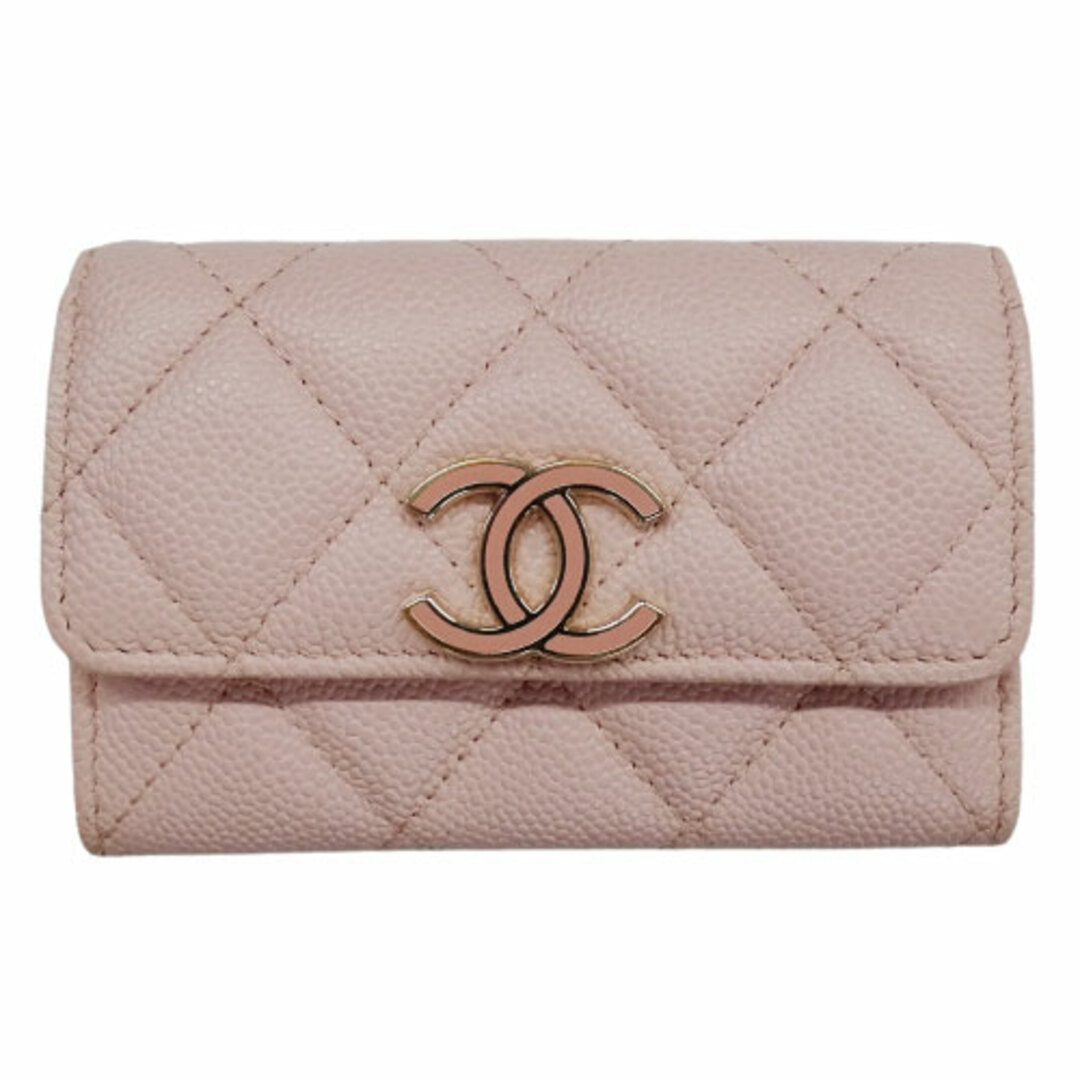 シャネル CHANEL カードケース マトラッセ レディース ブランド キャビアスキン ピンク ゴールド金具 ココマーク 名刺入れ パスケース カード入れ