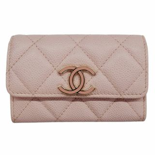 シャネル(CHANEL)のシャネル CHANEL カードケース マトラッセ レディース ブランド キャビアスキン ピンク ゴールド金具 ココマーク 名刺入れ パスケース カード入れ 【中古】(パスケース/IDカードホルダー)