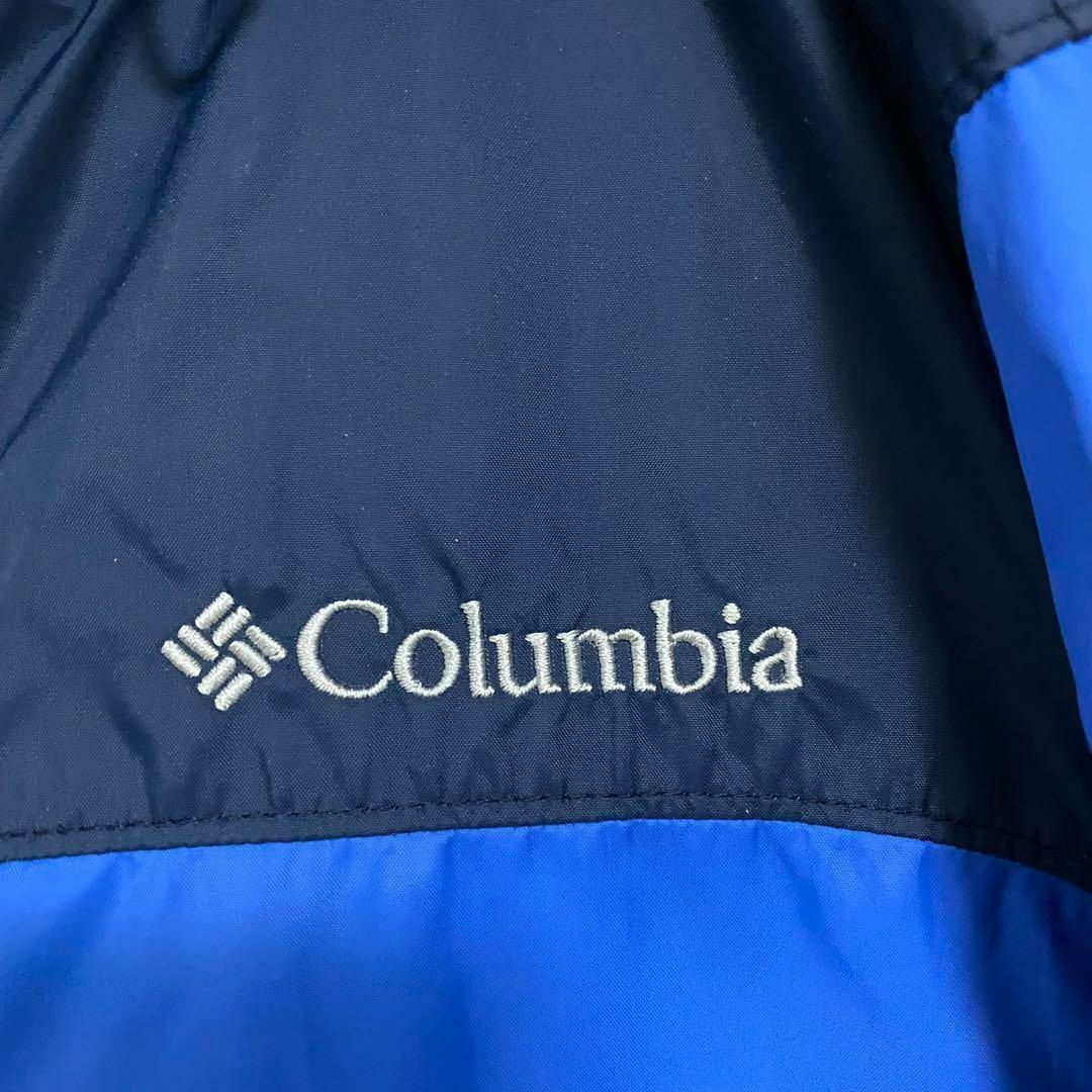 コロンビア　ナイロンジャケット　青　メンズM ワンポイント　刺繍