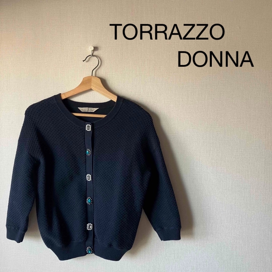 TORRAZZO DONNA   トラッツォドンナ ビジュー 7部丈カーディガン