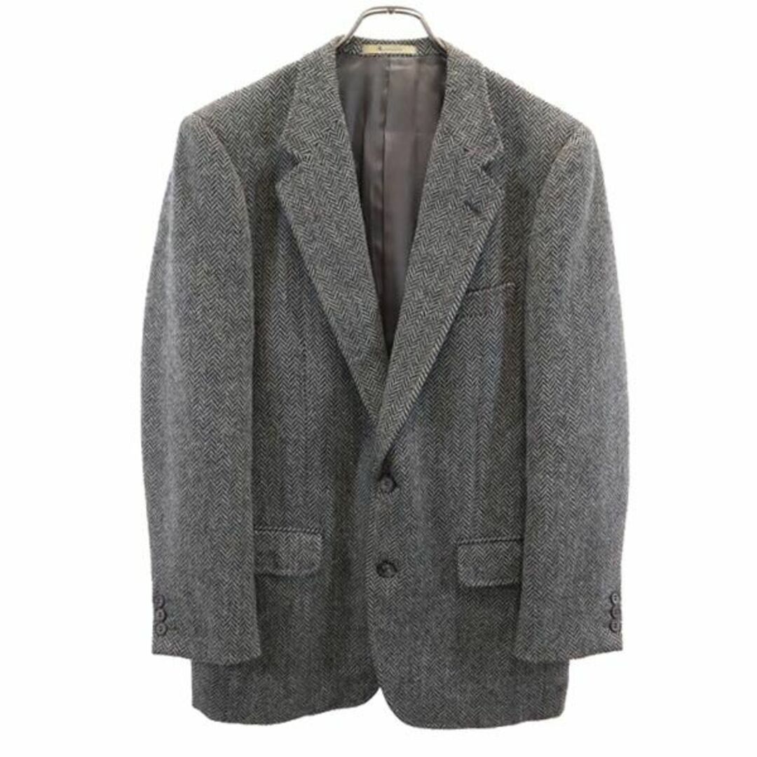 アクアスキュータム 日本製 ヘリンボーン柄 テーラードジャケット 96A6 グレー系 Aquascutum メンズ   【231007】96A6着丈