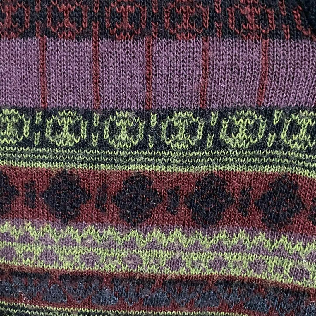90s vintage 柄ニットベスト メンズ3L アクリル 個性派
