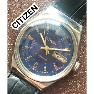 【極美品】シチズン メンズ腕時計 ネイビー ゴールド 自動巻き ヴィンテージ