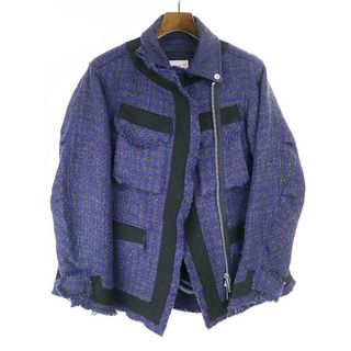 サカイ(sacai)のsacai サカイ 19AW ツイードウールレイヤードライダースジャケット ブルー系 1(ダッフルコート)