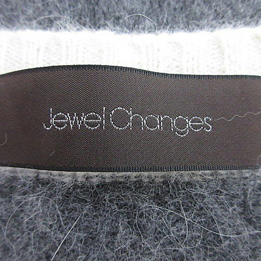 Jewel Changes(ジュエルチェンジズ)のジュエルチェンジズ アローズ ニット ワンピース 長袖 ボーダー 白 グレー レディースのワンピース(ミニワンピース)の商品写真