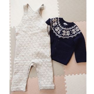 プチバトー(PETIT BATEAU)のプチバトー　キルトカバーオール＆ニットカーディガン(単品購入可)(カーディガン)