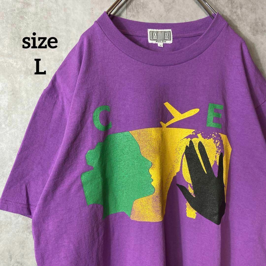 【人気パープル】C.Eシーイー古着ビッグロゴTシャツ紫パープルLストリート半袖のサムネイル