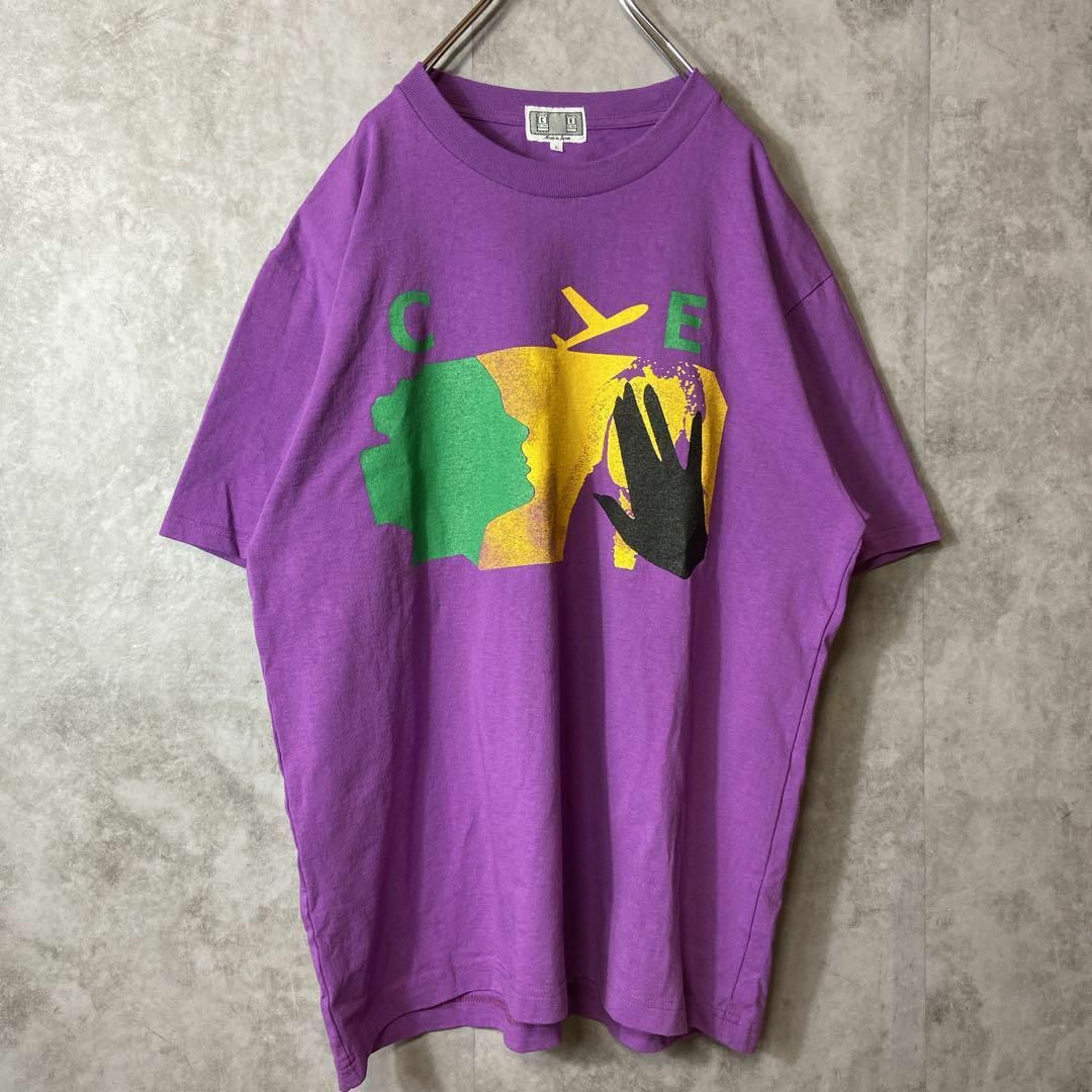 【人気パープル】C.EシーイービッグロゴTシャツ紫パープルLストリート半袖 1