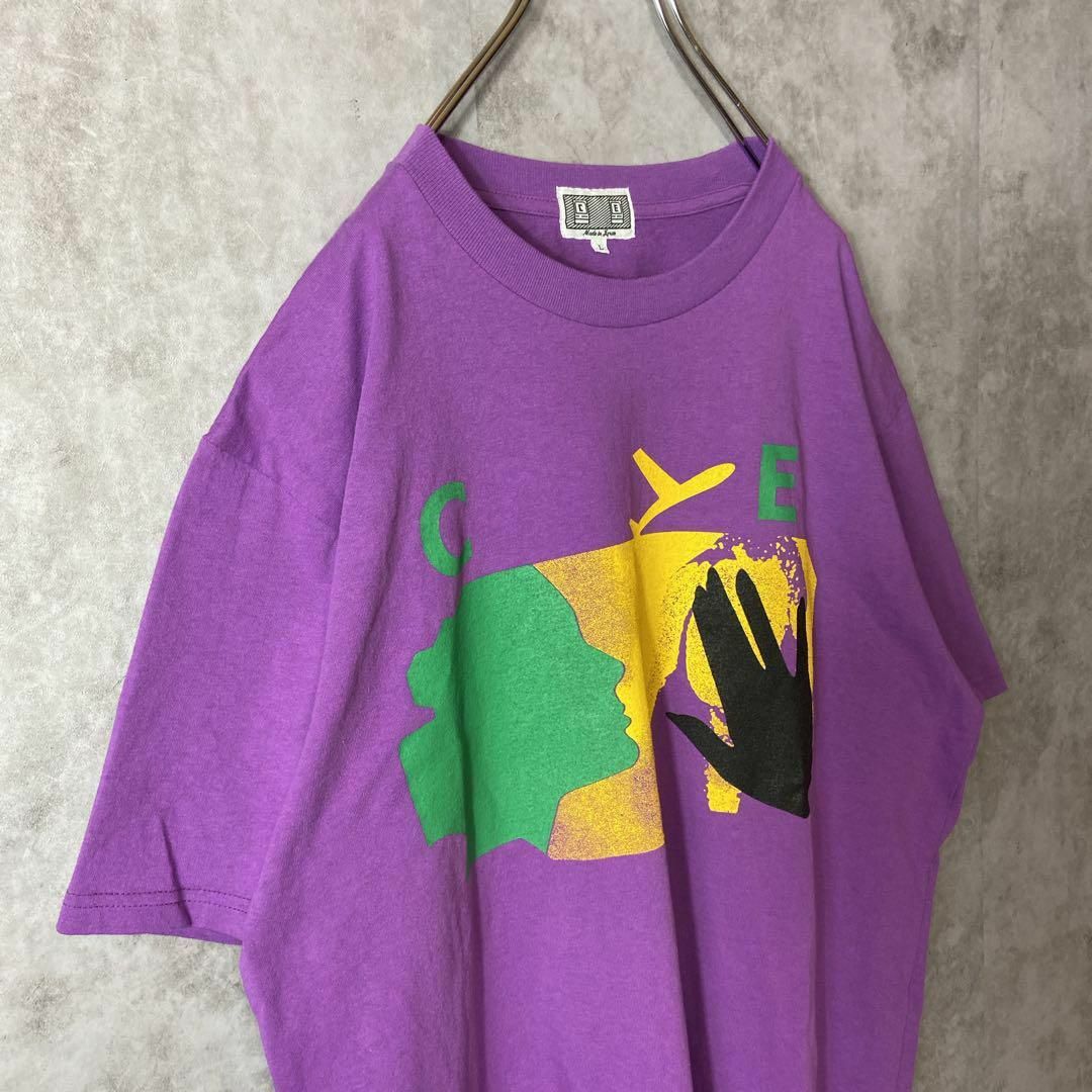 【人気パープル】C.EシーイービッグロゴTシャツ紫パープルLストリート半袖 3