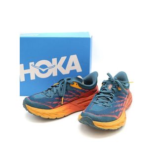 HOKA ONE ONE ホカ オネオネ W SPEEDGOAT 5 トレイルランニングシューズ ブルー×オレンジ 23㎝(スニーカー)