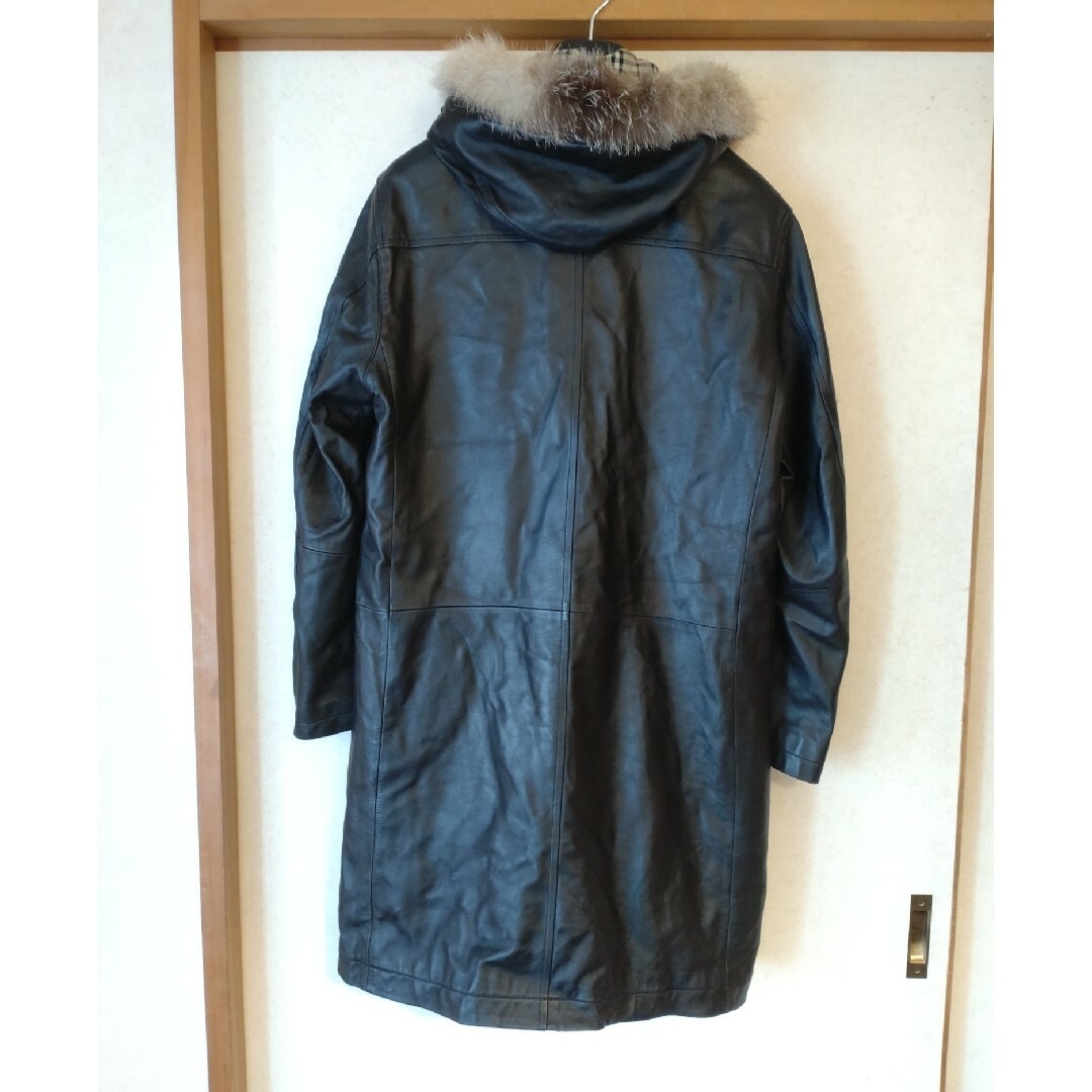 バーバリー BURBERRY ブラックレーベル レザーコート ノバチェック 羊革-